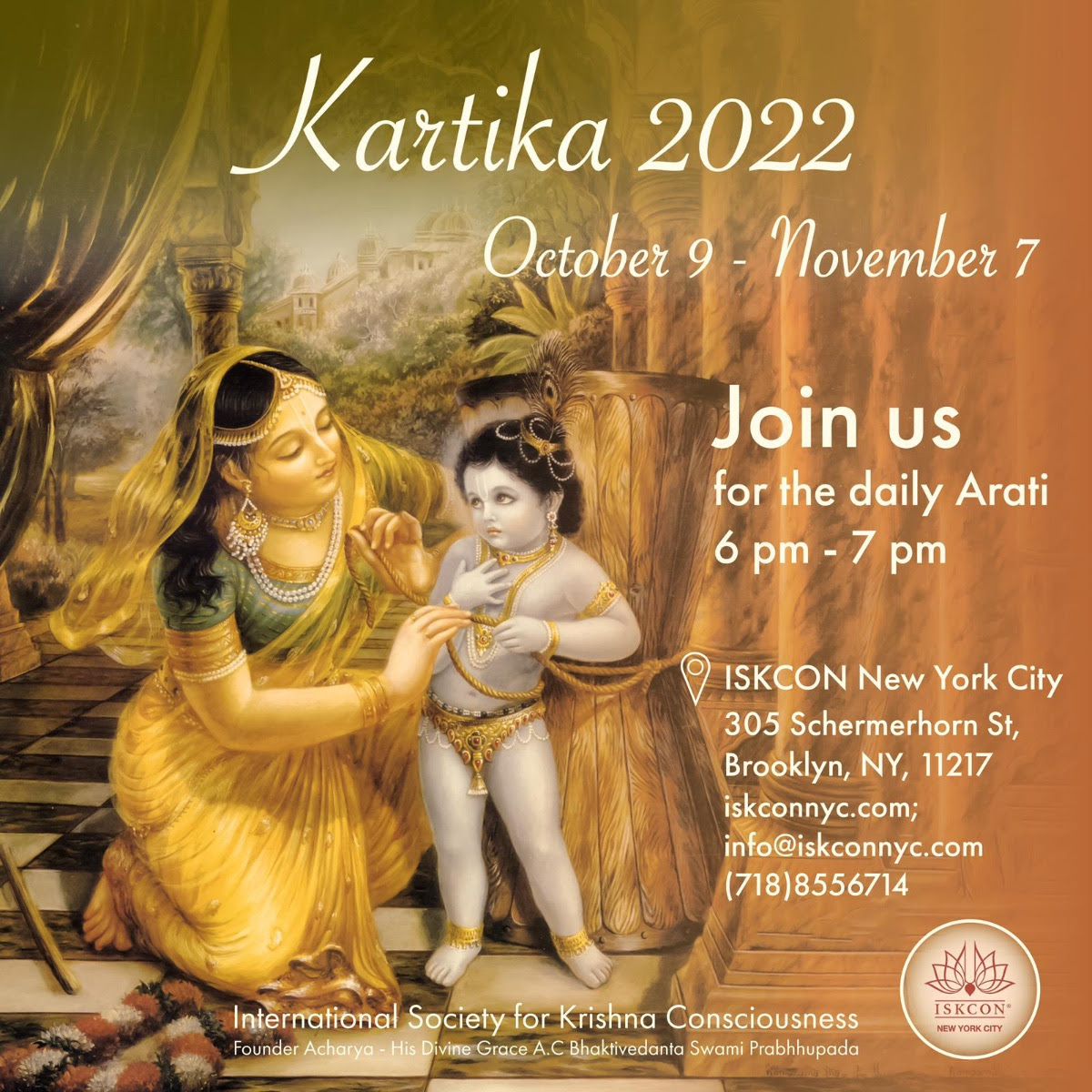 Kartik Month and Damodara Prayers ISKCON of New York City